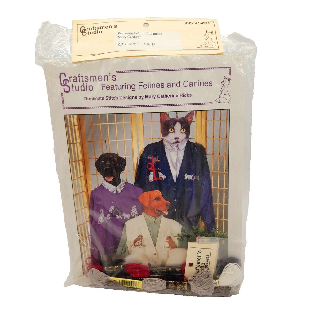 Craftsman's Studio FELINES & CANINES Cardigan Cross Stitch Pattern Cats & Dogs